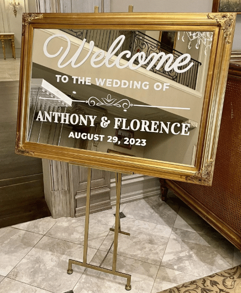 mirror welcome sign wedding Emerson NJ